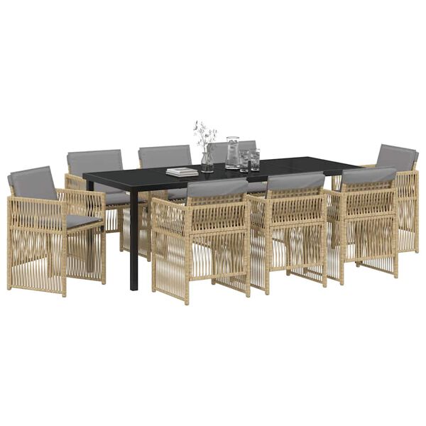 vidaXL Conjunto de Comedor de Jard&iacute;n 9 pcs Beige