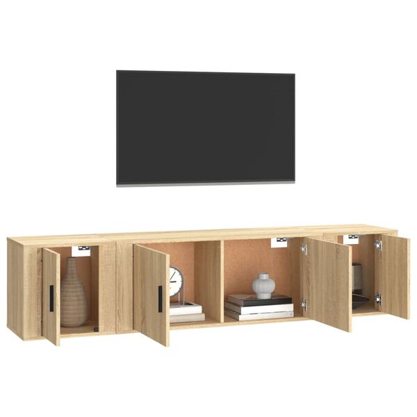 vidaXL Set de muebles para TV 3 pzas madera contrachapada roble sonoma