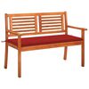vidaXL Banco de jard&iacute;n 2 plazas madera maciza eucalipto y coj&iacute;n 120 cm