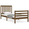 vidaXL Estructura de cama con cabecero madera maciza marr&oacute;n miel