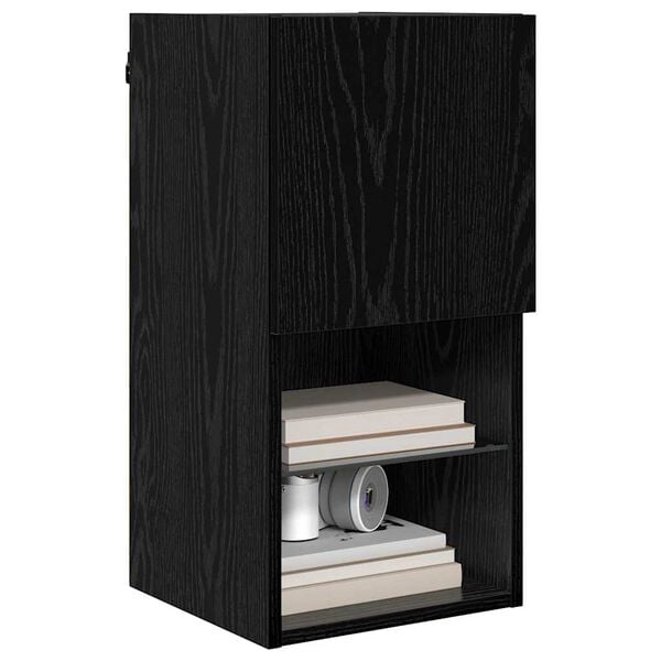 vidaXL Gabinetes para TV Montados en la Pared 2 pcs Roble Negro