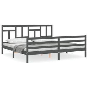 vidaXL Estructura de cama con cabecero madera maciza gris 200x200 cm