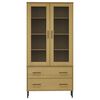 vidaXL Librer&iacute;a patas de metal OSLO madera maciza marr&oacute;n 85x35x172,5cm