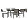 vidaXL Juego de comedor para jard&iacute;n 7 piezas acero y textilene negro