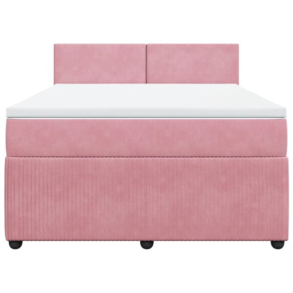 vidaXL Cama box spring con colch&oacute;n terciopelo rosa 160x200 cm