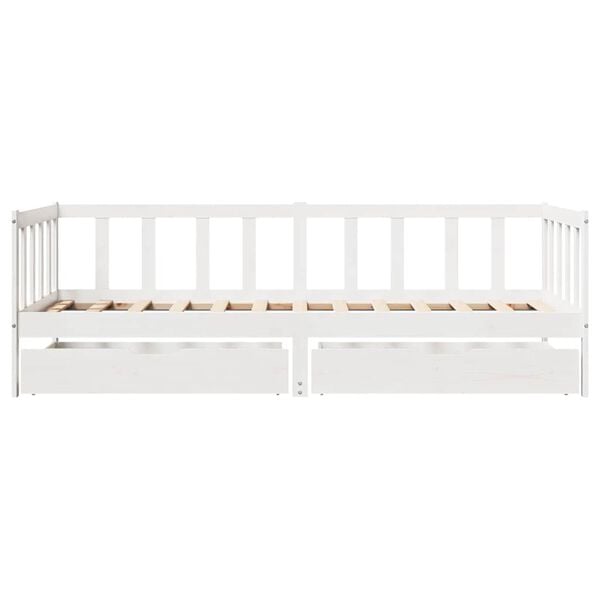 vidaXL Sofá cama con cajones madera maciza de pino blanca 80x200 cm