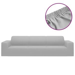 vidaXL Funda el&aacute;stica para sill&oacute;n de 4 plazas poli&eacute;ster jersey gris