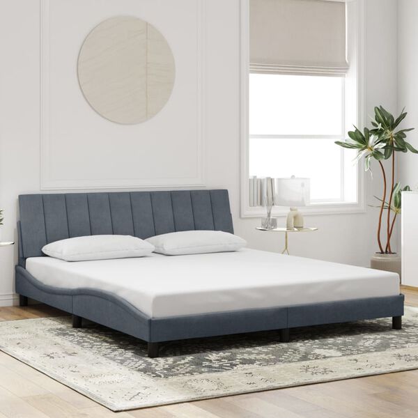 vidaXL Estructura de cama sin colch&oacute;n Hanko terciopelo gris oscuro 180x200cm
