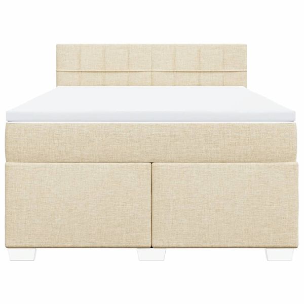 vidaXL Cama box spring con colch&oacute;n tela color crema 140x200 cm