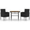vidaXL Juego de comedor de jard&iacute;n 3 pzas rat&aacute;n sint&eacute;tico negro