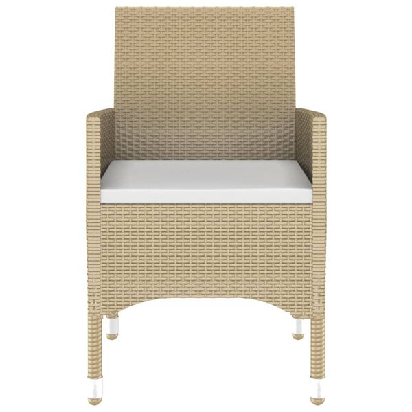 vidaXL Set de comedor de jard&iacute;n 5 pzas rat&aacute;n sint&eacute;tico vidrio beige