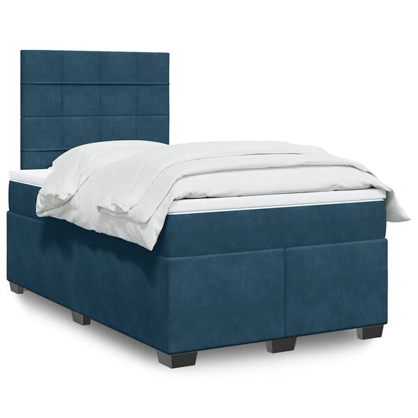 vidaXL Cama box spring con colch&oacute;n terciopelo azul 120x190 cm