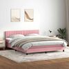vidaXL Cama box spring con colch&oacute;n y LED terciopelo rosa 180x210 cm