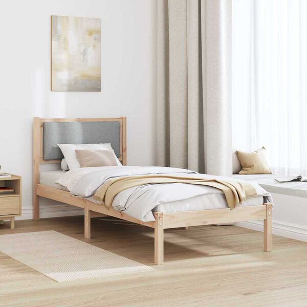 vidaXL Estructura de cama Gris Claro 80 x 190 cm Madera de pino macizo