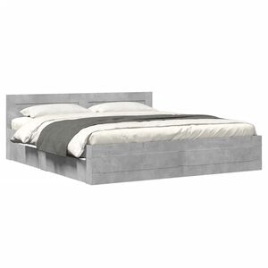 vidaXL Cama con cabecero madera de ingenier&iacute;a gris hormig&oacute;n 180x200 cm
