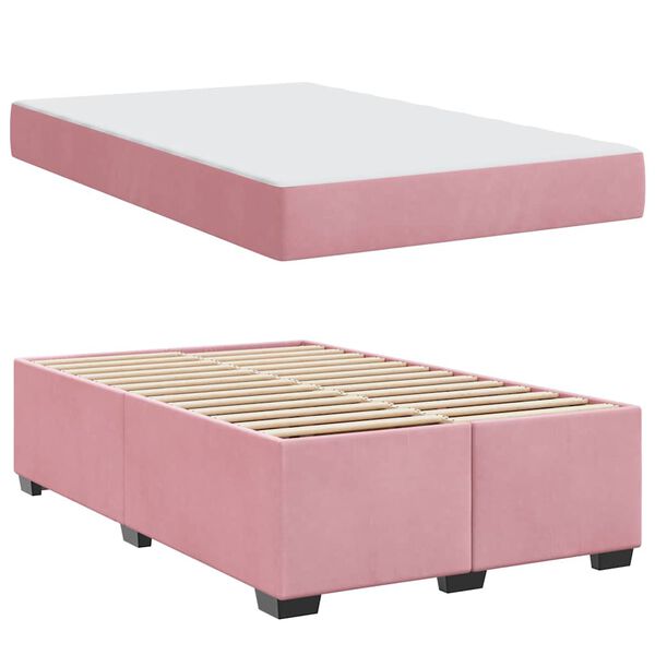 vidaXL Estructura de cama con colch&oacute;n Rosa 120 x 190 cm tela