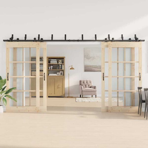 vidaXL Kit de herrajes para puertas correderas acero negro 427 cm