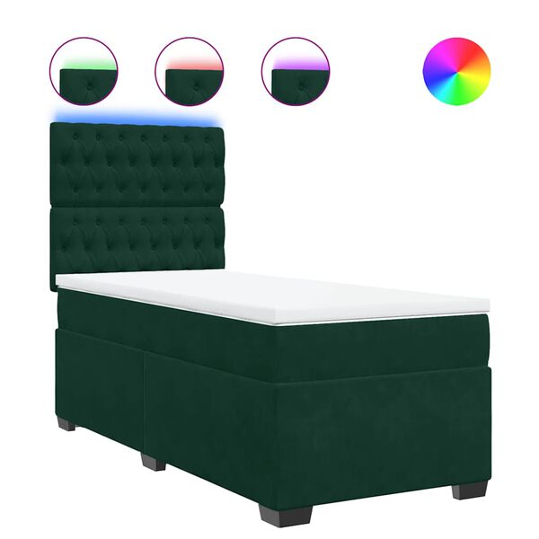 vidaXL Cama box spring con colch&oacute;n terciopelo verde oscuro 100x200 cm