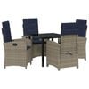 vidaXL Conjunto de Comedor de Jard&iacute;n 5 uds. Gris rat&aacute;n sint&eacute;tico