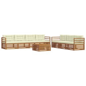 vidaXL Conjunto de sof&aacute;s de exterior con coj&iacute;n 8 pcs Natural y Crema