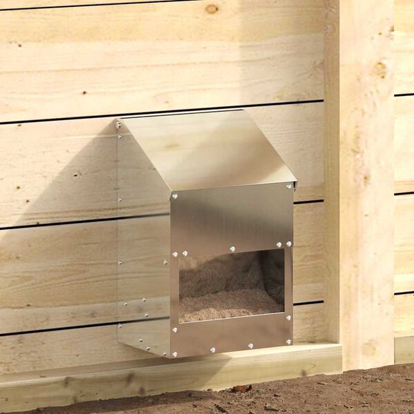 vidaXL Comedero para pollos Plateado 21 x 16 x 33 cm Acero Galvanizado