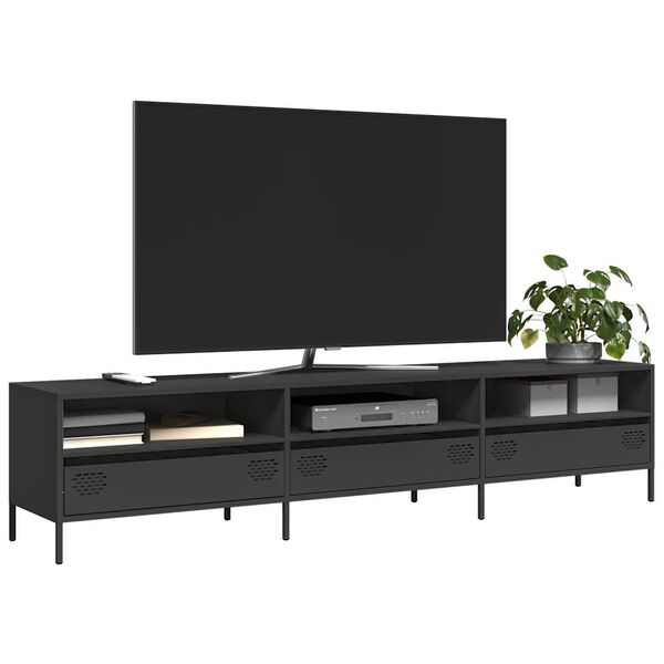 vidaXL Mueble para TV acero laminado en frío negro 202x39x43,5 cm