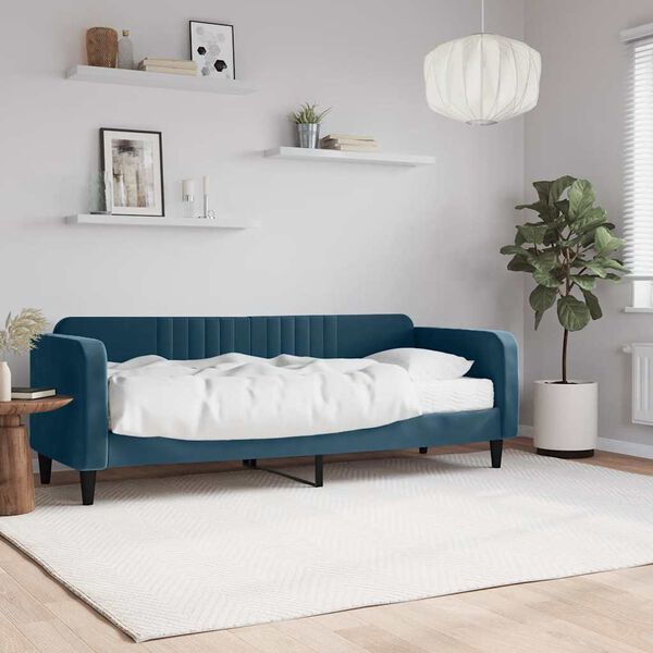 vidaXL Sof&aacute; cama con colch&oacute;n terciopelo azul 80x200 cm