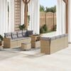 vidaXL Conjunto de sofás de jardín 11 pcs Beige ratán sintético