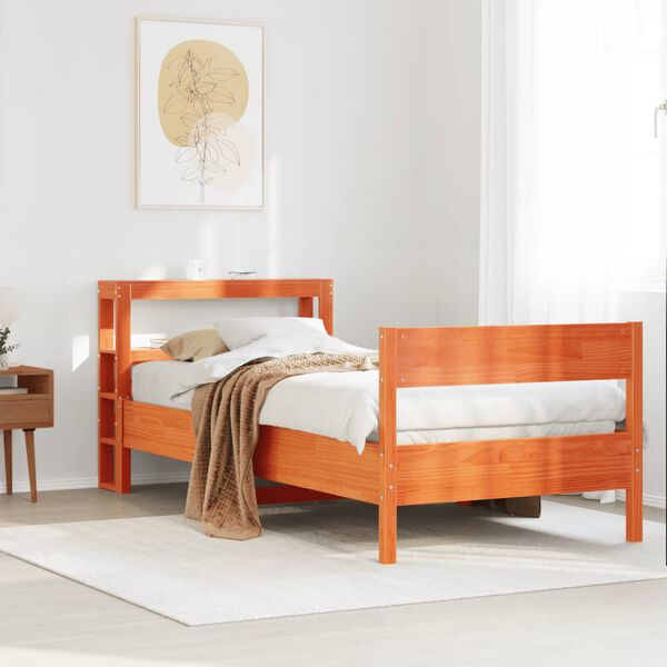 vidaXL Estructura de cama sin colch&oacute;n madera maciza marr&oacute;n 75x190 cm
