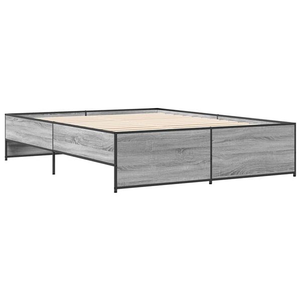 vidaXL Estructura cama madera ingenier&iacute;a metal gris Sonoma 160x200 cm