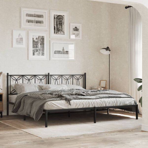 vidaXL Estructura cama sin colchón con cabecero metal negro 193x203 cm