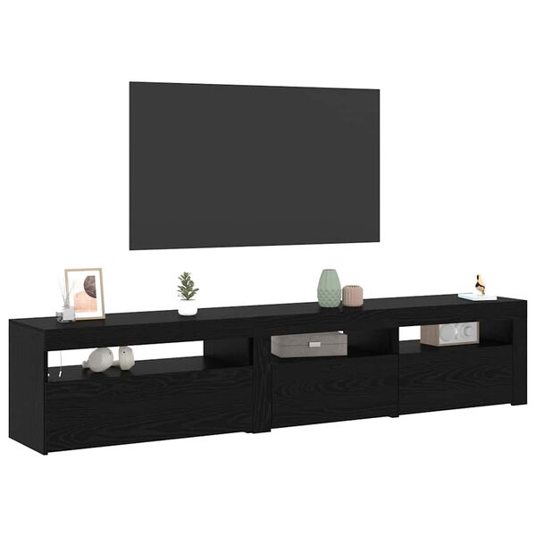 vidaXL Gabinete de TV 2 pcs Roble Negro 195 x 35 x 40 cm