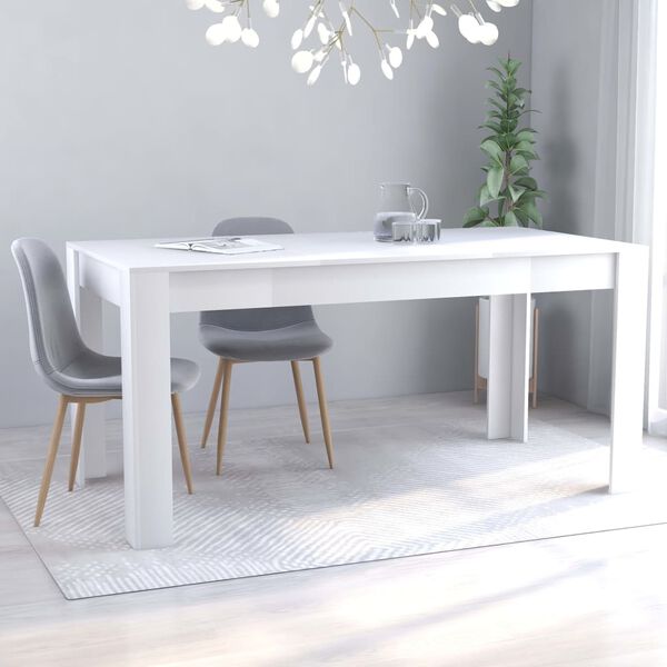 vidaXL Mesa de comedor de madera contrachapada blanco 160x80x76 cm