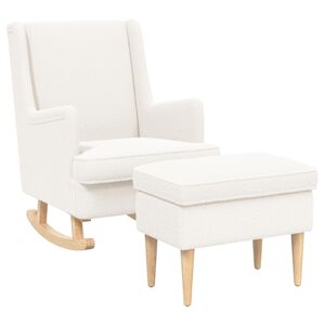 vidaXL Sill&oacute;n con Pouf 2 uds. Crema Boucl&eacute;