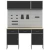 vidaXL Conjunto de armarios de trabajo con caj&oacute;n Manual 8 pcs Negro