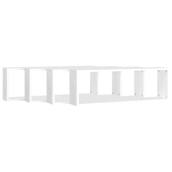 vidaXL Estantes cubo de pared 4 uds contrachapado blanco 80x15x26,5 cm