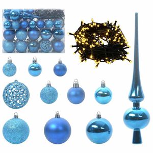 vidaXL Juego de Esferas de Navidad 61 uds. 150 LED Blanco C&aacute;lido