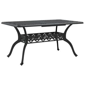 vidaXL Mesa de jard&iacute;n aluminio fundido negro 150x90x72 cm