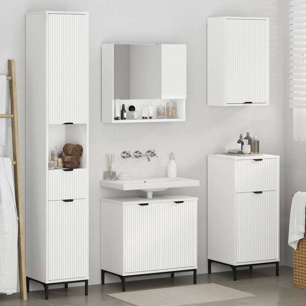 vidaXL Juego de muebles de ba&ntilde;o con caj&oacute;n Madera Compuesta, Metal