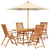 vidaXL Conjunto de comedor exterior con parasol 6 uds.