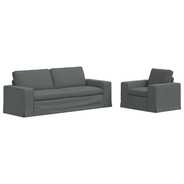 vidaXL Juego de Sof&aacute; 2 pcs Gris oscuro 222 x 80 x 82 cm tela