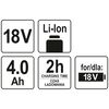 YATO Bater&iacute;a de ion-litio 4,0Ah 18V