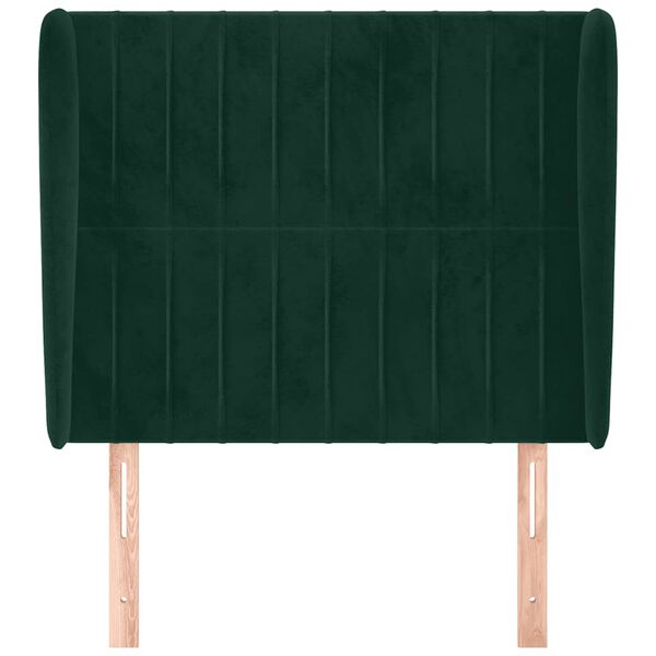 vidaXL Cabecero con orejas de terciopelo verde oscuro 103x23x118/128cm