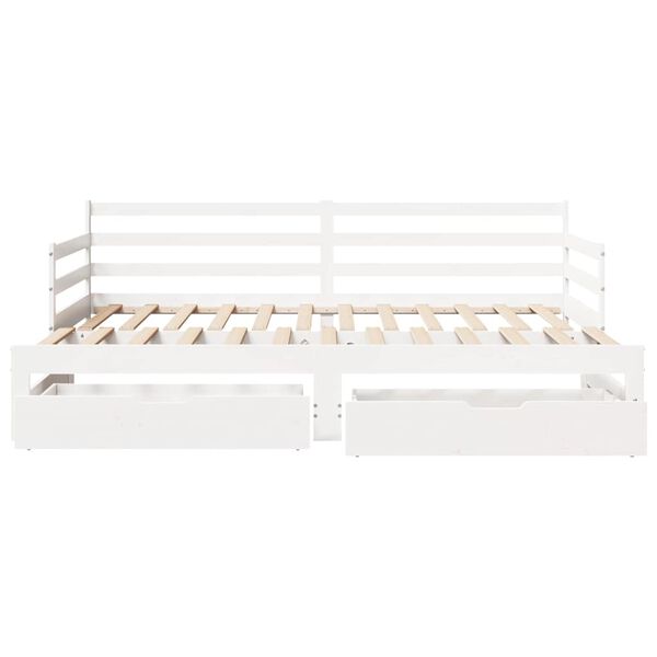 vidaXL Sof&aacute; cama nido con cajones sin colch&oacute;n blanco 90x200 cm