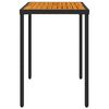 vidaXL Mesa de jard&iacute;n superficie de madera rat&aacute;n PE negro 115x54x74 cm