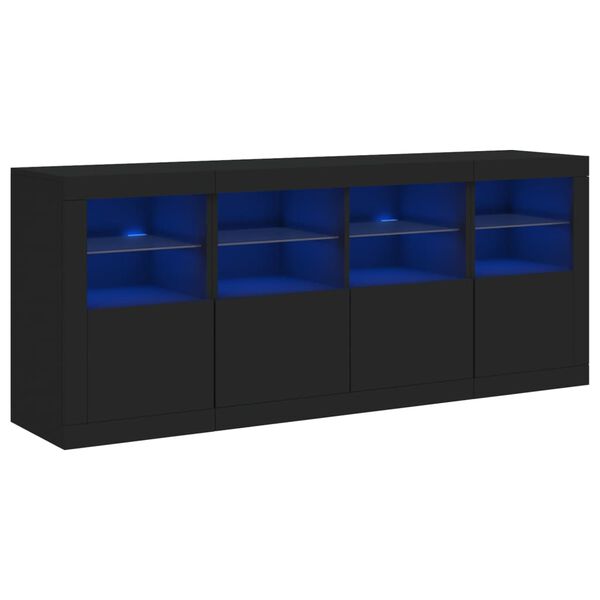 vidaXL Aparador con luces LED negro 163x37x67 cm