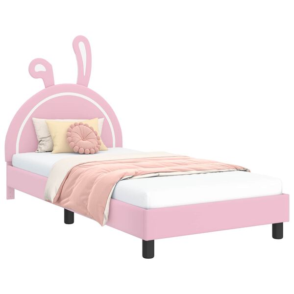 vidaXL Estructura de cama con cabecera Rosa 90 x 190 cm PU