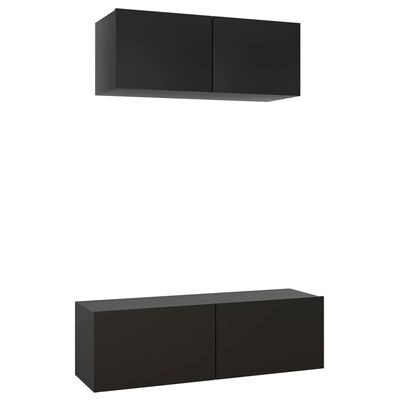 vidaXL Set de muebles de salón TV 2 pzas madera de ingeniería negro