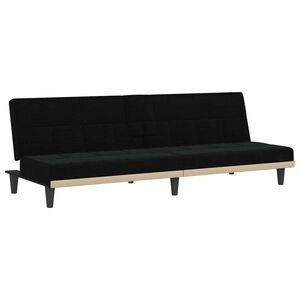 vidaXL Sof&aacute; cama con portavasos tela negro