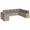 vidaXL Juego de sof&aacute;s jard&iacute;n con cojines beige 10 pzas rat&aacute;n sint&eacute;tico
